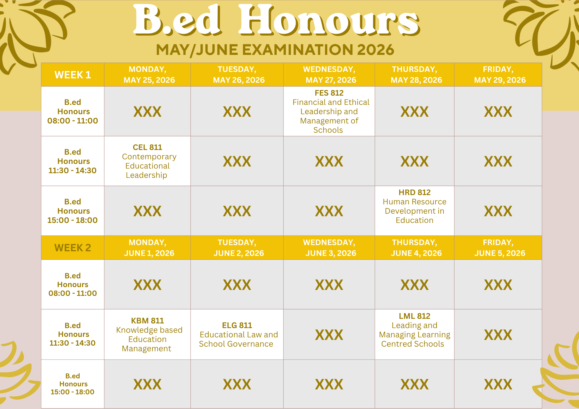 Bed honours
